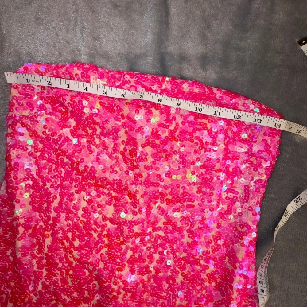 Show Me Your Mumu Sequin Mini On My Way Dress Small Hot Pink Strapless Hoco - Picture 4 of 16